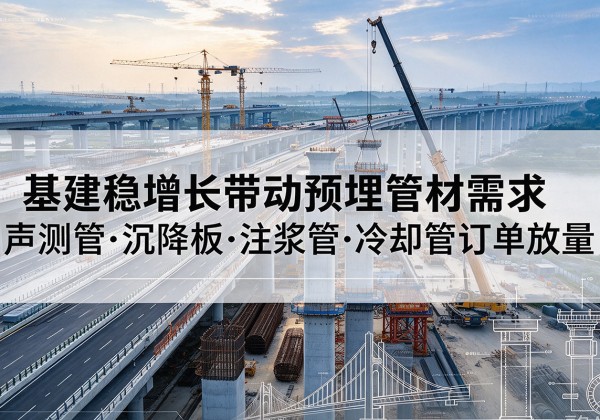 腾冲基建稳增长带动预埋监测管材需求，声测管、沉降板、注浆管订单持续放量